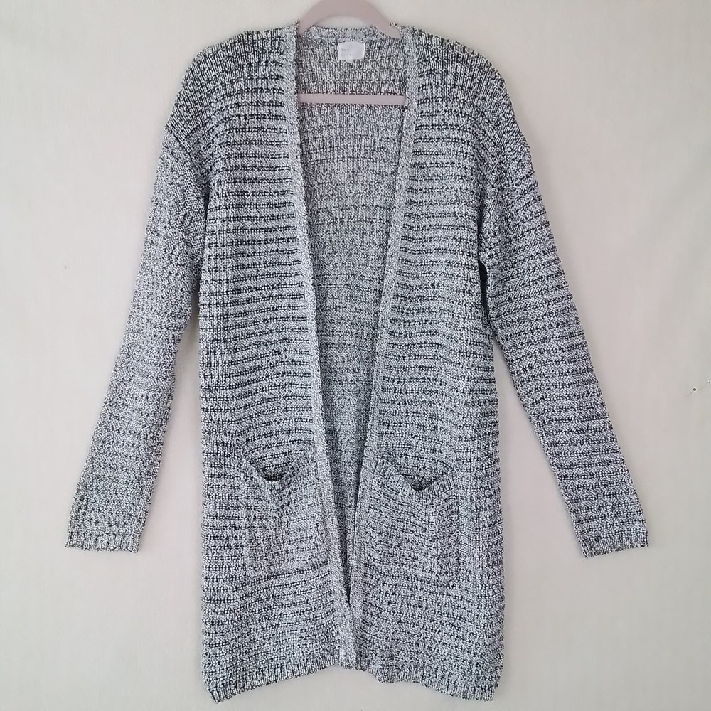 Womens Long Cardigan Sweater Size S Black White Blended by Dee Elly‎